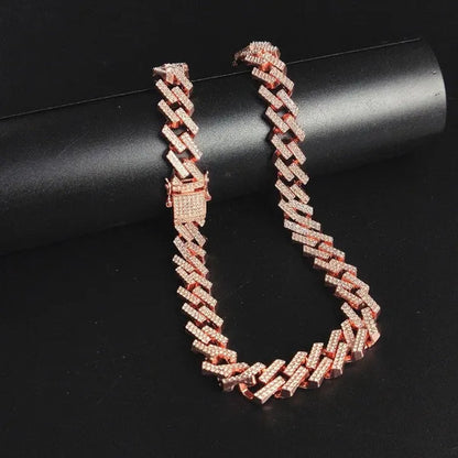 Iced Out Cuban Link Chain Necklace Chain Hip Hop Jewelry Choker Gold Silver Chain for Men Rapper Necklaces Bracelet 8-30 Inch
