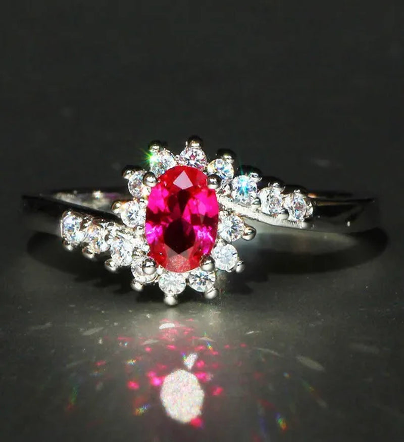 Exquisite Silver Natural Sapphire Gemstones Opal Birthstone Bride Princess Wedding Engagement Strange Ring Size 6 7 8 9 10