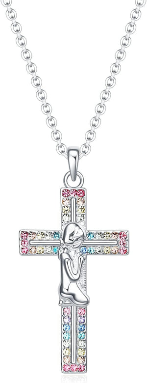 Baptism Cross Necklace for Women,First Communion Gold Cross Necklaces Jewelry Gifts for Women