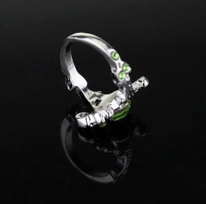 New Hogwarts Slytherin Ring Classic Magic School Charm Green Crystal Tsavorite Wedding Rings 925 Sterling Silver Engagement Rings