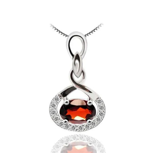 Majesty Diamonds MDS170224 1 CTW Oval Red Garnet Infinity Pendant Necklace in .925 Sterling Silver