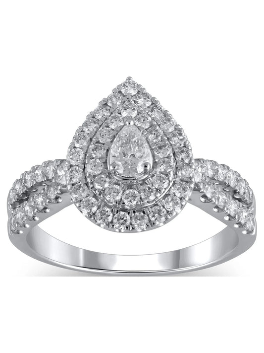 1 Carat T.W. (I2 Clarity, H-I Color)  Pear Cut Diamond Engagement Ring in 10Kt White Gold, Size 7