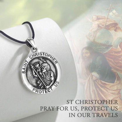 925 Sterling Silver St Michael/St Christopher/St Benedict/Virgin Mary/San Judas Tadeo/Good Shepherd Cross/Archangel Necklace Medal Pendant Protection Religious Amulet Jewelry for Men Women