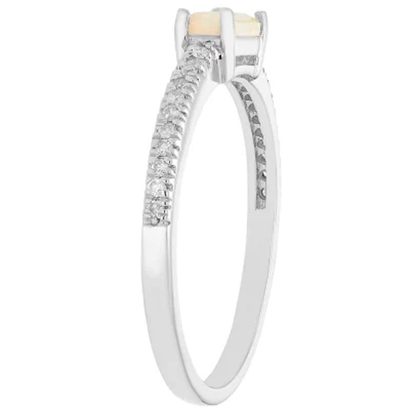 Lab Opal and 0.10 CT. T.W. Diamond Ring in 14K Gold