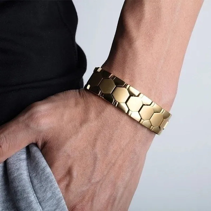 Hot sale! 2020 New Black Mens Energy Bracelet 4000 Gauss Titanium Magnetic Health 4 In 1 Bracelet Bio Therapy Fashion Stainless Steel Bracelet Pulsera De Energía