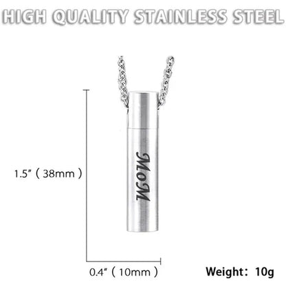 Mom Dad Stainless Steel Urn Necklaces for Women Men Cremation Pendant Necklace for Memorial Ashes Jewelry Silver