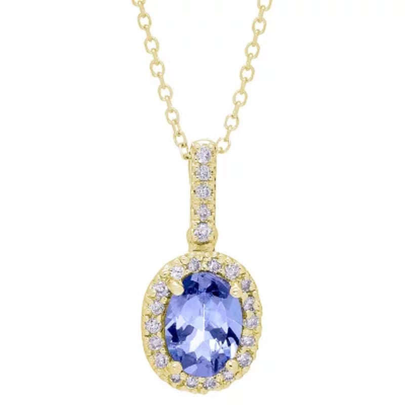Genuine Tanzanite and 0.11 CT. T.W. Diamond Pendant in 14K Gold