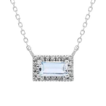 Aquamarine and 0.06 CT. T.W. Diamond Pendant in 14K Gold