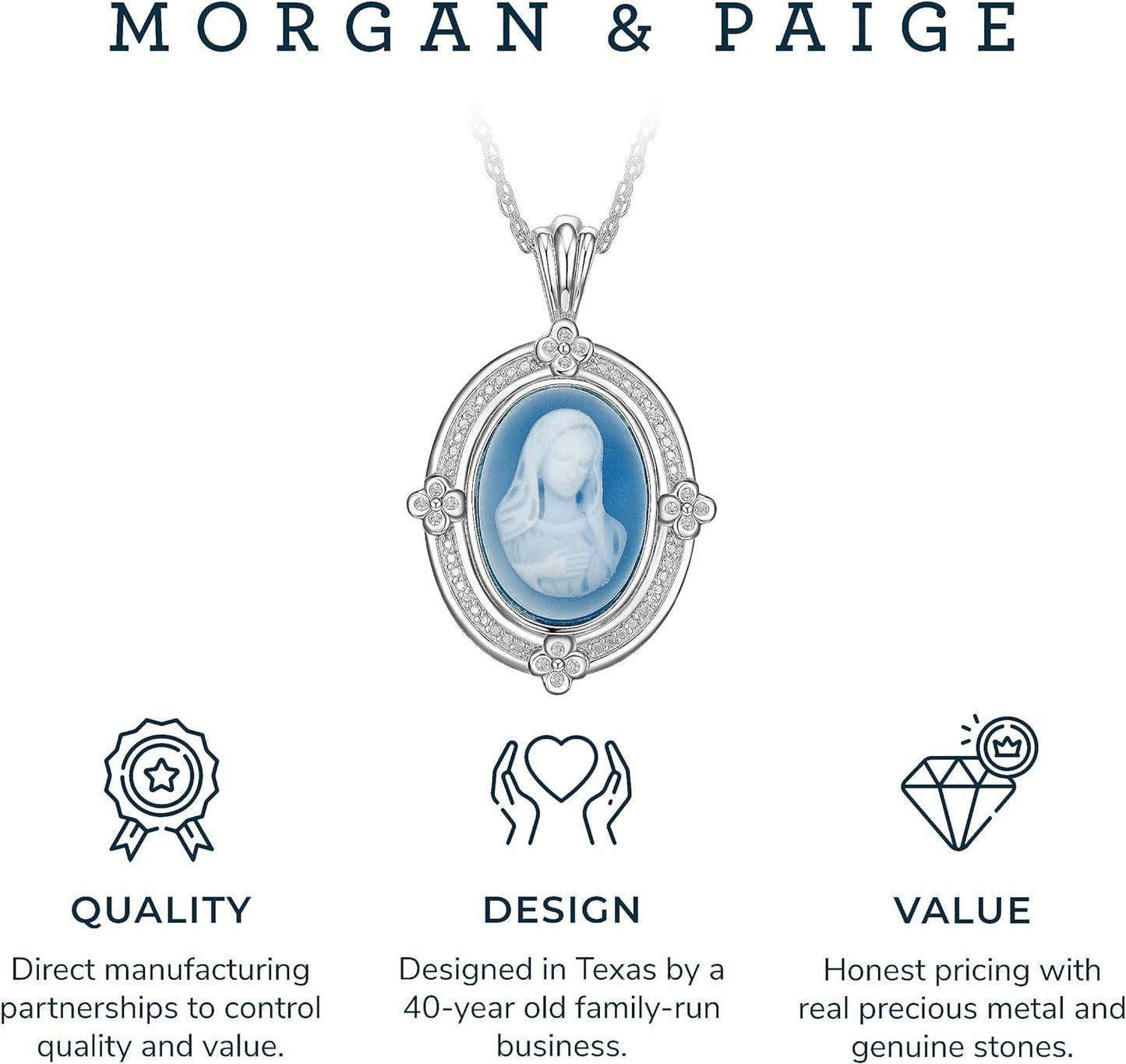 Cameo Sterling Silver Butterfly Necklace, Rhodium Plated Agate Necklaces for Women