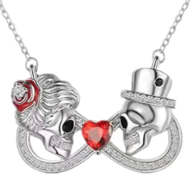 Exquisite and Creative Women's Infinite Necklace Diamond Necklace Skull Necklace Couple Necklace Ruby Pendant Skull Jewelry Accessories Fashion Women's Valentine's Day Anniversary Gift