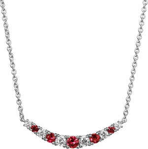 0.22 Cttw Lab Grown Diamond and Gemstone 925 Sterling Silver Curved Cluster Bar Pendant Necklace (H-I Color, I1 Calarity)