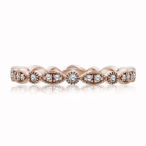 .50 Ct Diamond Matching Ring Band - Full Eternity Band - Art Deco Stackable Ring - 10K Rose Gold