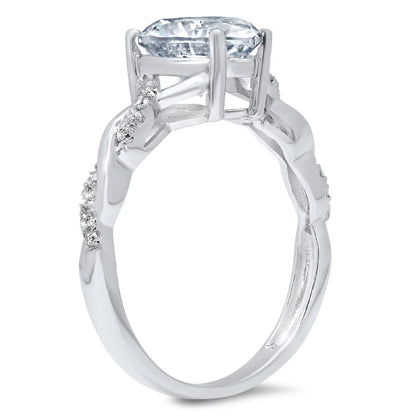 2.1 Ct Brilliant Heart Cut Simulated Blue Diamond 14K White Gold Solitaire with Accents Engagement Ring SZ 10