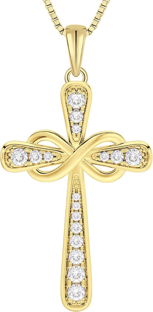 925 Sterling Silver Cross Necklace for Women Halo Infinity Pendant Birthstone Jewelry for Mom
