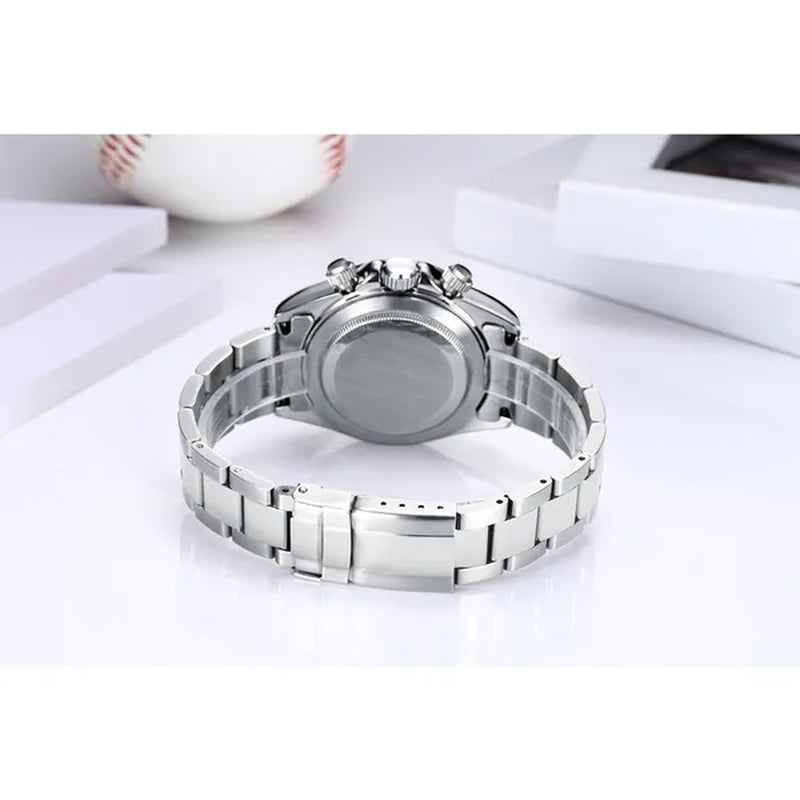 Automatic Watches Self Wind Mechanical Gold Stainless Steel Glacier Ice Blue Dial Chestnut Brown Bezel Luminous Men Watch