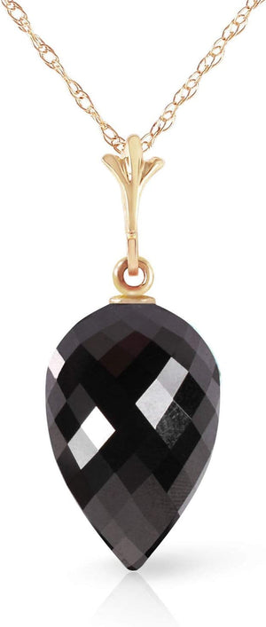 14K Gold Necklace with Natural Pointy Briolette Drop Black Spinel Pendant
