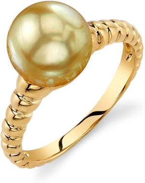 Pearl Ring with Golden South Sea Cultured Pearl and 14K Gold Terrie Pearl Ring for Women