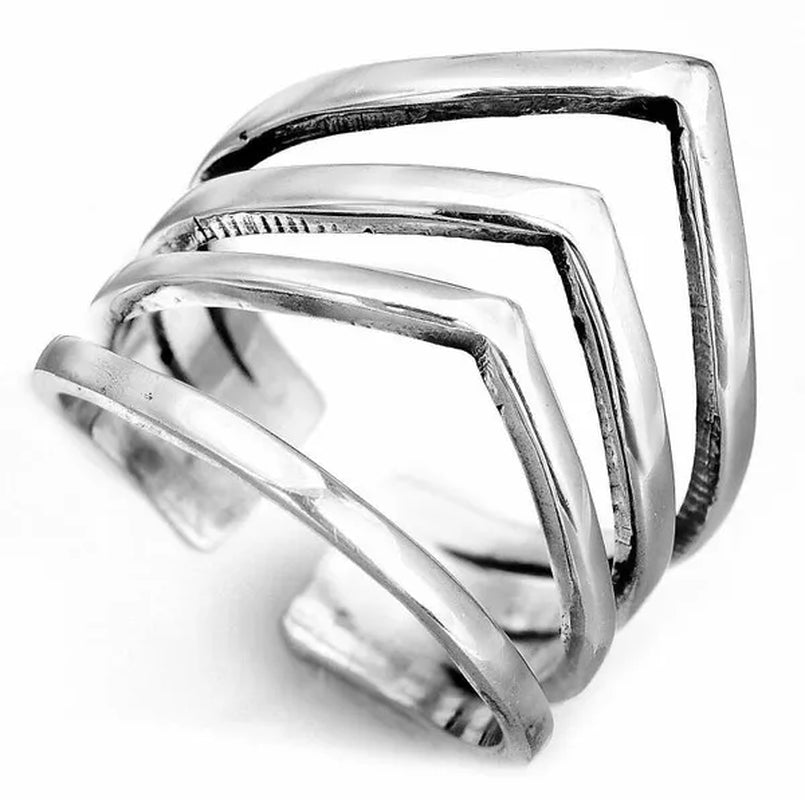 ANTIQUE DESIGN Sterling Silver Ring for Women Boho Thumb Chunky Adjustable Men's Women's Meditation Statement Jewelry