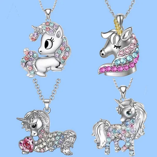 Fashion Unicorn Zircon Necklace Animal Horse Pendant Engagement Necklaces for Women Animal Jewelry Wedding Accessories Birthday Anniversary Gift
