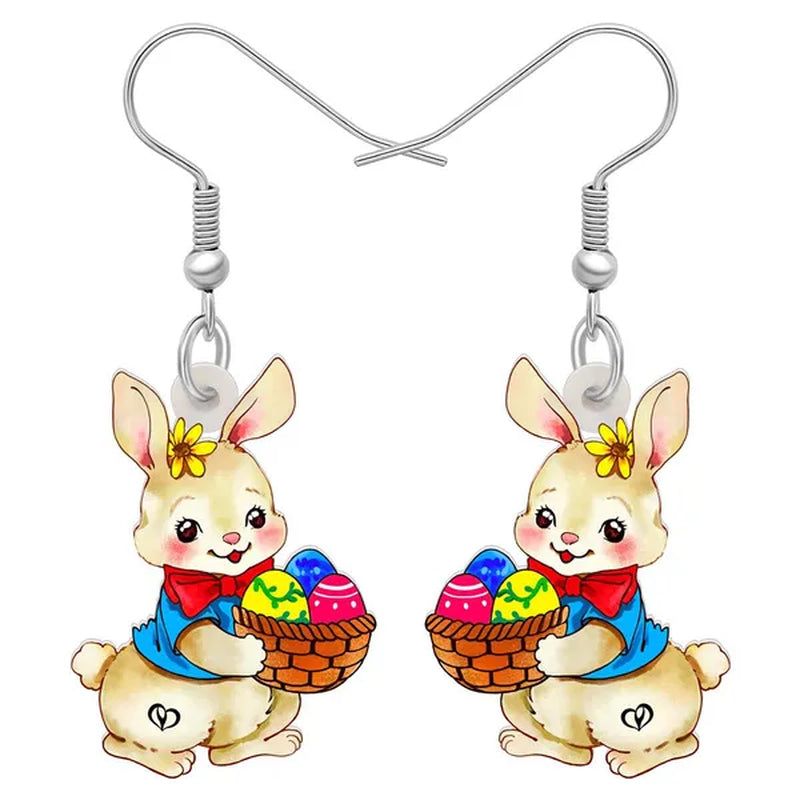 Acrylic Easter Eggs Bunny Hare Rabbit Earrings Drop Dangle Egge Jewelry For Women Girls Kids Charms Festival Gift Accessories