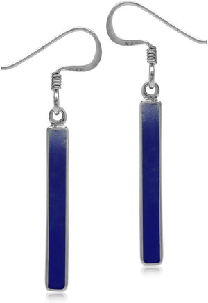 Stone Inlay White Gold Plated or 18K Gold Plated 925 Sterling Silver Long Stick Dangle Hook Earrings Jewelry for Women