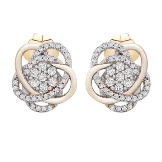 0.25 CT. T.W. Diamond Love Knot Stud Earrings in 14K Yellow Gold
