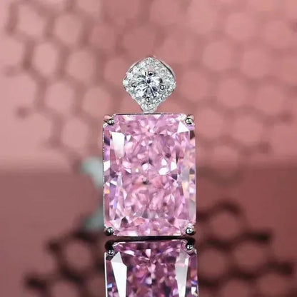 Fashion Jewellery Simplicity Elegant Pink Sapphire Necklace 925 Sterling Silver Banquet Engagement Diamond Pendant Necklace