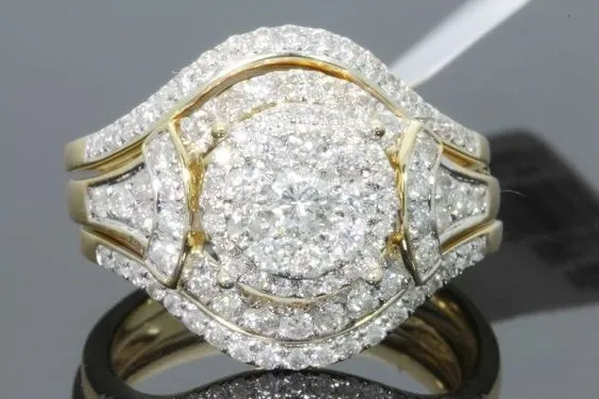 Exquisite 3Pcs/Set Super Pretty Women'S Fashion Sapphire Ring Set Anniversary Gift Engagement Bridal Wedding Rings Jewelry Set Size 5-11