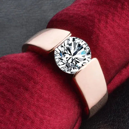 Mens Ring Classic Zircon Rings Bride Wedding Rings Rose Gold Colour Rings Silver Plated Rings Party Gift Rings for Men  Finger Jewelry