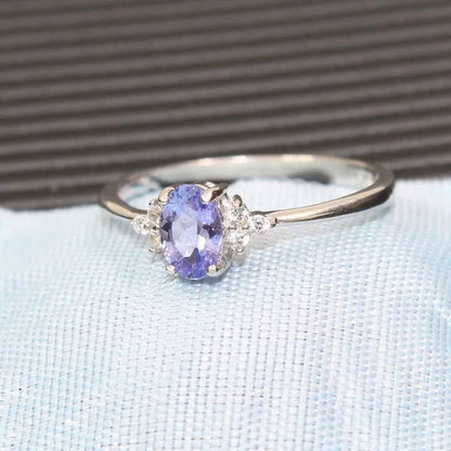 Fashion Silver Gemstone Wedding Ring 4 Mm * 6 Mm Flawless Natural Tanzanite Silver Ring Solid 925 Silver Tanzanite Ring Romantic Gift for Woman