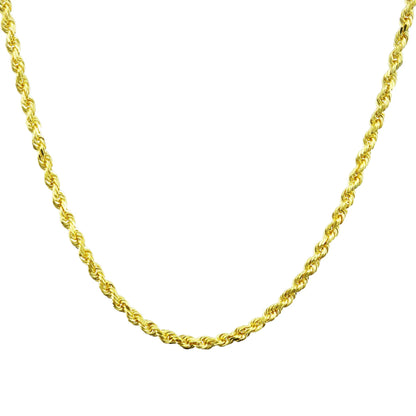 10K Yellow Gold 3Mm Diamond Cut Rope Chain Lightweight Necklace, Mens Womens Jewelry 16" - 30"