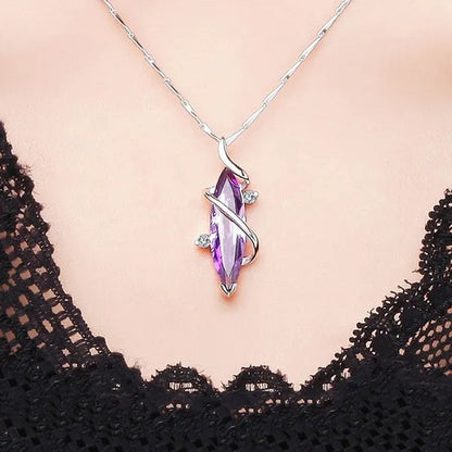 4 Styles High Quality New Arriving Women Charm Crystal Amethyst Diamond Pendant Necklace Exquisite Engagement Wedding Anniversary AAA Zircon Necklace Jewelry for Girlfriend Valentines Day Gifts