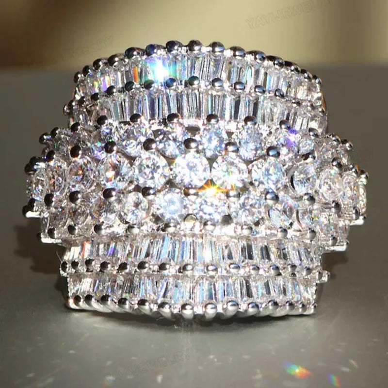 Gorgeous Cubic Zirconia Multichamber Ring Wedding Birthstone Bride Engagement Brand Heart Ring Jewelry Size 6 7 8 9 10