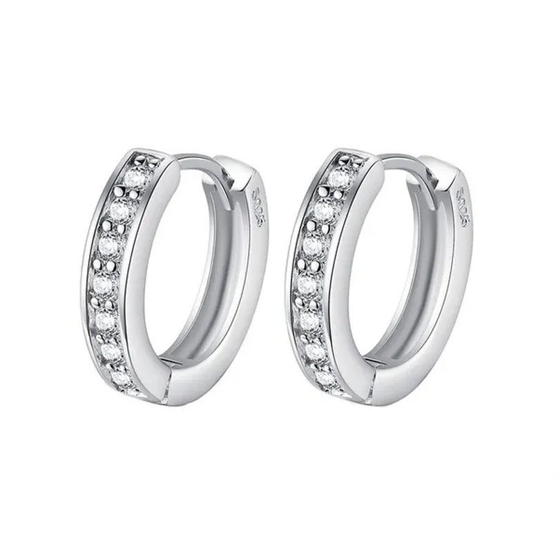 Luxury Elegant Diamond Hoop Ear Stud Earrings for Women Round Wedding Bridal Jewelry