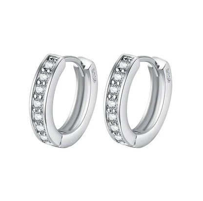 Luxury Elegant Diamond Hoop Ear Stud Earrings for Women Round Wedding Bridal Jewelry