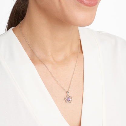 Genuine or Created Gemstone Birthstone Flower Pendant Necklace with Chain in Sterling Silver, 18" (Previously Amazon Collection)