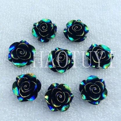 60pcs 10mm New fashion style Flower Rhinestone AB Resin Flatback handsewing gem stones crystal