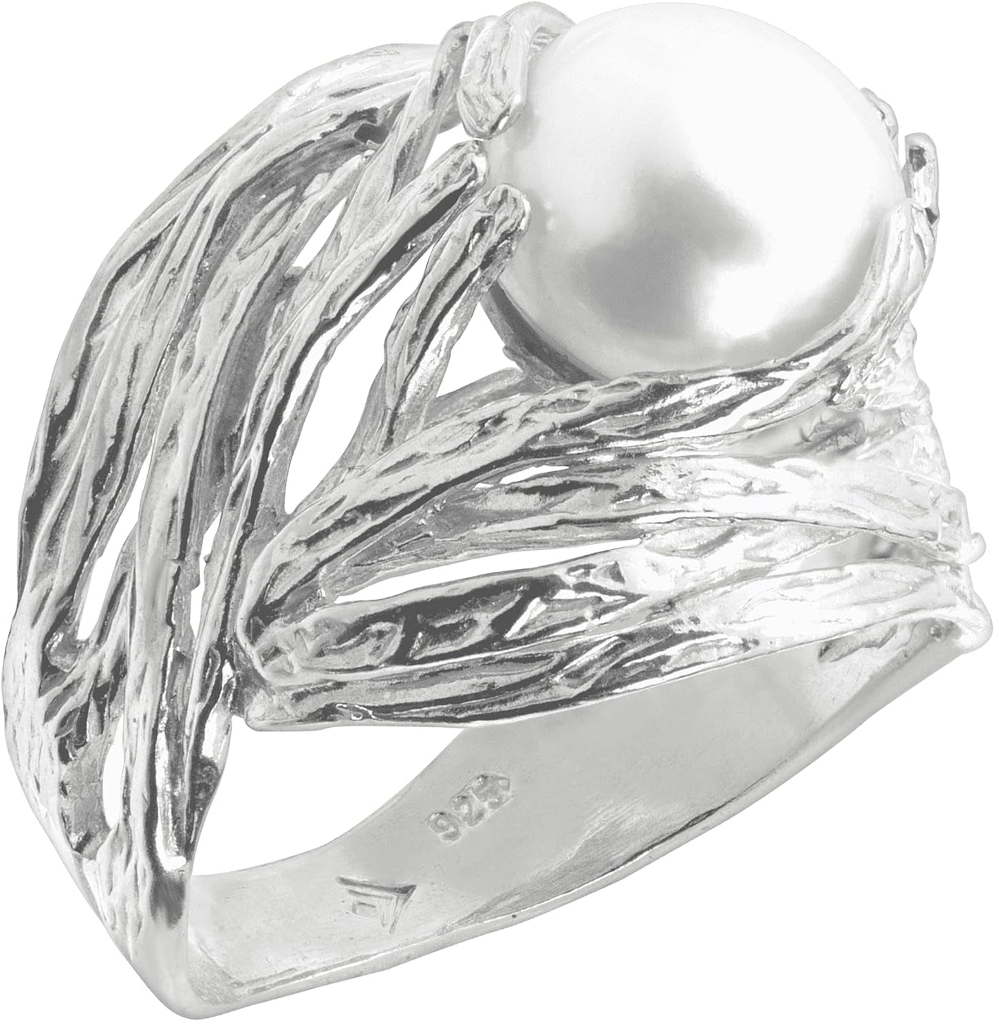 'Nested Cultured Pearl' 9.5-10 Mm Freshwater Cultured Pearl Ring in Sterling Silver