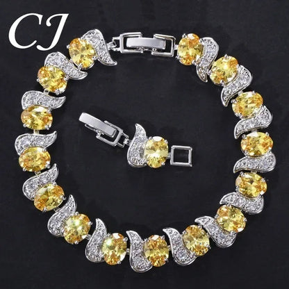 CANDICE 2023 Newest Design Women Luxury CZ Zirconia Silver Bracelets With Blue Stones 18CM+2.5CM（extended clasp）