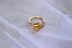 Citrine Ring, Citrine Gemstone Jewelry, Citrine Stone Ring, Gold Citrine Ring, Wire Wrapped Ring, Wire Ring, Gemstone Ring, Statement Ring