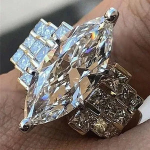 Large 925 Genuine Solid Sterling Silver White Sapphire Diamond Rings Jewelry Bridemaids Gifts Size 6 7 8 9 10 (S925 STAMP)