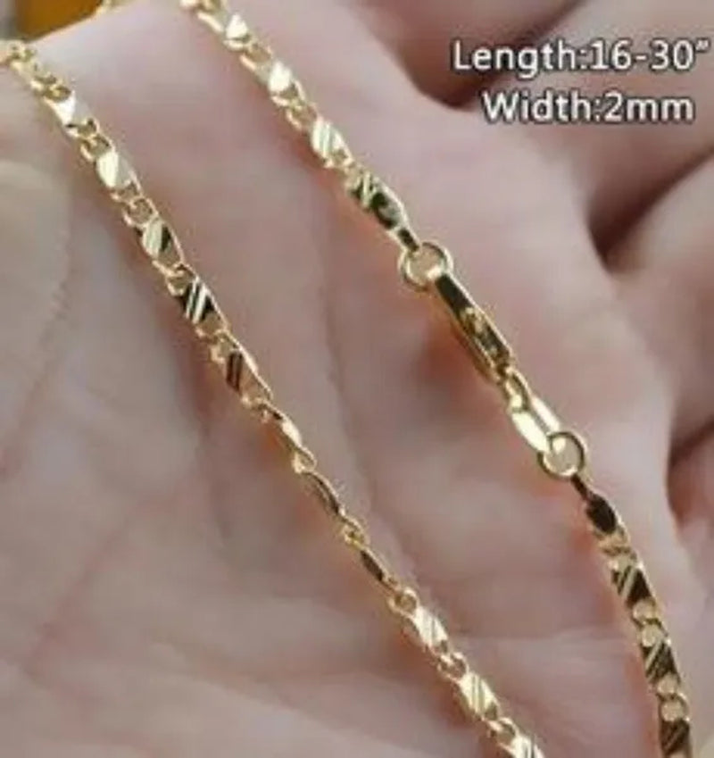 1Pc/3Pcs Men'S Women'S 16-30 Inch European Fashion Luxury Solid Chain Necklace Bridal Wedding Engagement High Jewelry Gifts