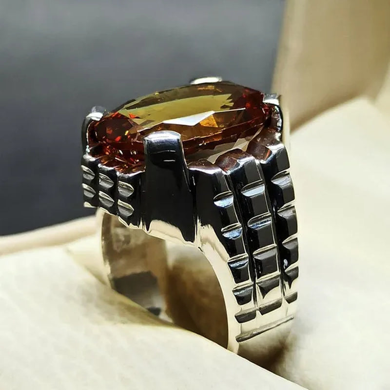 14 Carat Big Oval Cut Alexandrite Mens Ring  Silver color Handmade Color Changing Gemstone Ring Size 5-15