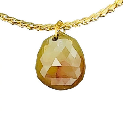 3.43Cts Bi-Color Diamond Briolette 18K Pendant | 8X7Mm |