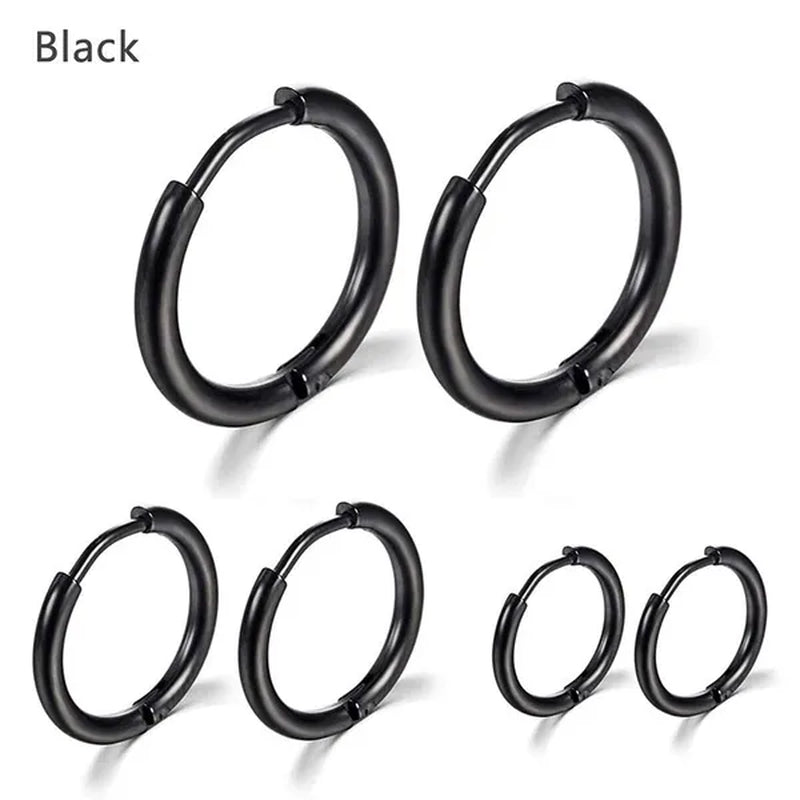 8Mm to 25Mm Unisex Stainless Steel Hoop Earring，Stainless Steel Ear Hoops Punk Style Ear Cartilage Hoop Earrings for Men and Women