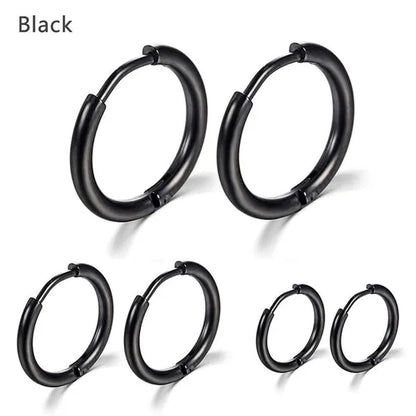 8Mm to 25Mm Unisex Stainless Steel Hoop Earring，Stainless Steel Ear Hoops Punk Style Ear Cartilage Hoop Earrings for Men and Women