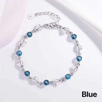 Crystal Bracelets 925 Sterling Silver Fashion Love Heart Zircon Bracelets For Women