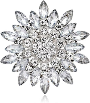 Exquisite Crystal Flower Corsage Bouquet Brooch Pin for Women Girls Rhinestone Floral Lapel Pins Clip Sweater Coat Scarves Dress Suit Badges Brooches Pins Fashion Jewelry Gifts Wedding