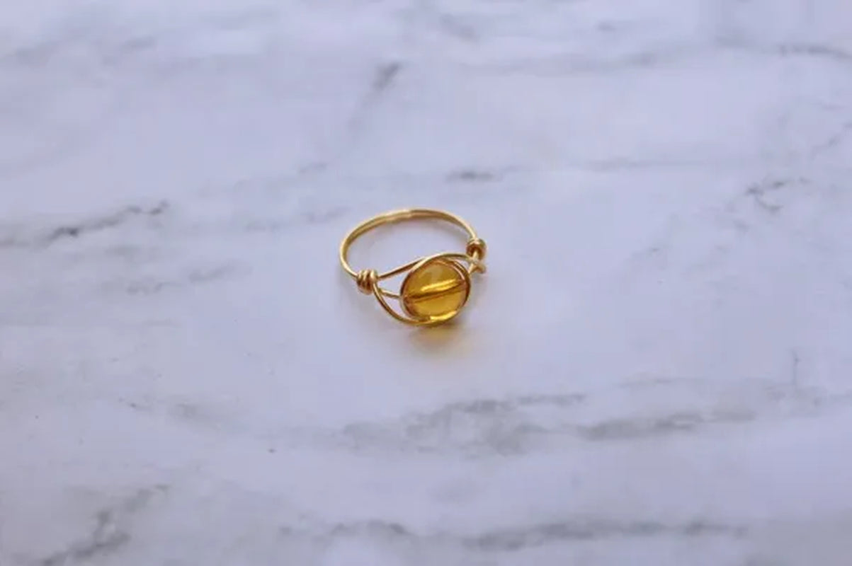 Citrine Ring, Citrine Gemstone Jewelry, Citrine Stone Ring, Gold Citrine Ring, Wire Wrapped Ring, Wire Ring, Gemstone Ring, Statement Ring