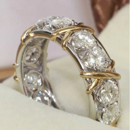 Luxurious  Silver Glod Filled Natural Gemstones White Sapphire Wedding Birthstone Bride Flower Engagement Ellipse Ring Jewelry Size 6 7 8 9 10